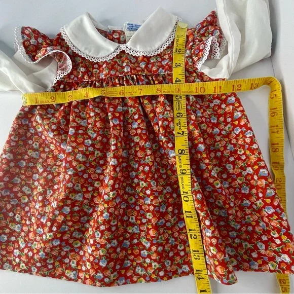 Vintage Baby Girl Prairie Cottage Core Dress Floral Lace 70s-80s ✔️Size - Picture 14 of 15